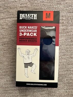 Duluth Trading Co Buck Naked 3-Pack Performance Boxer Briefs - Black, Navy, Gray
